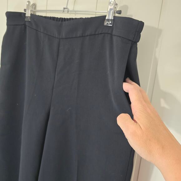 J. Crew Black Wide Leg Pants Pull On Full Length Elastic Waist Size 14 - Picture 6 of 8